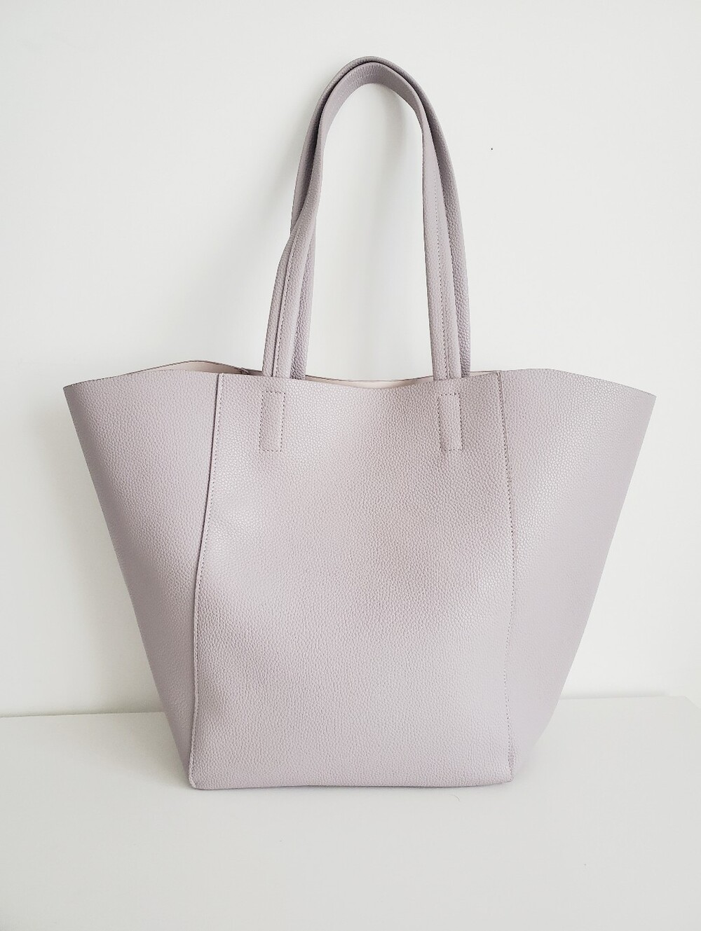 Dusty Purple Tote Bag with White Pom Pom